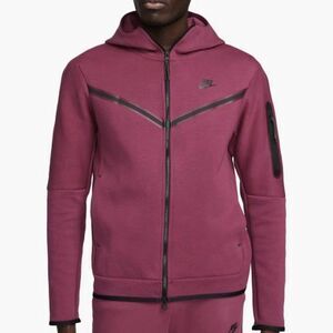 Nike Sportswear Tech Fleece Men’s Size L Rosewood Black Full-Zip Hoodie